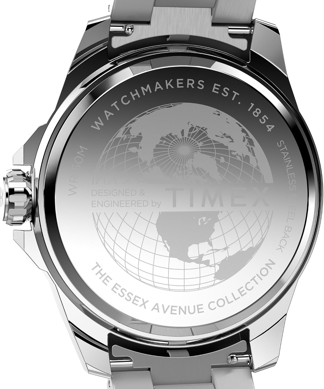 image:imageTimex Mens Essex 46mm WatchStainless SteelSilverToneBlack
