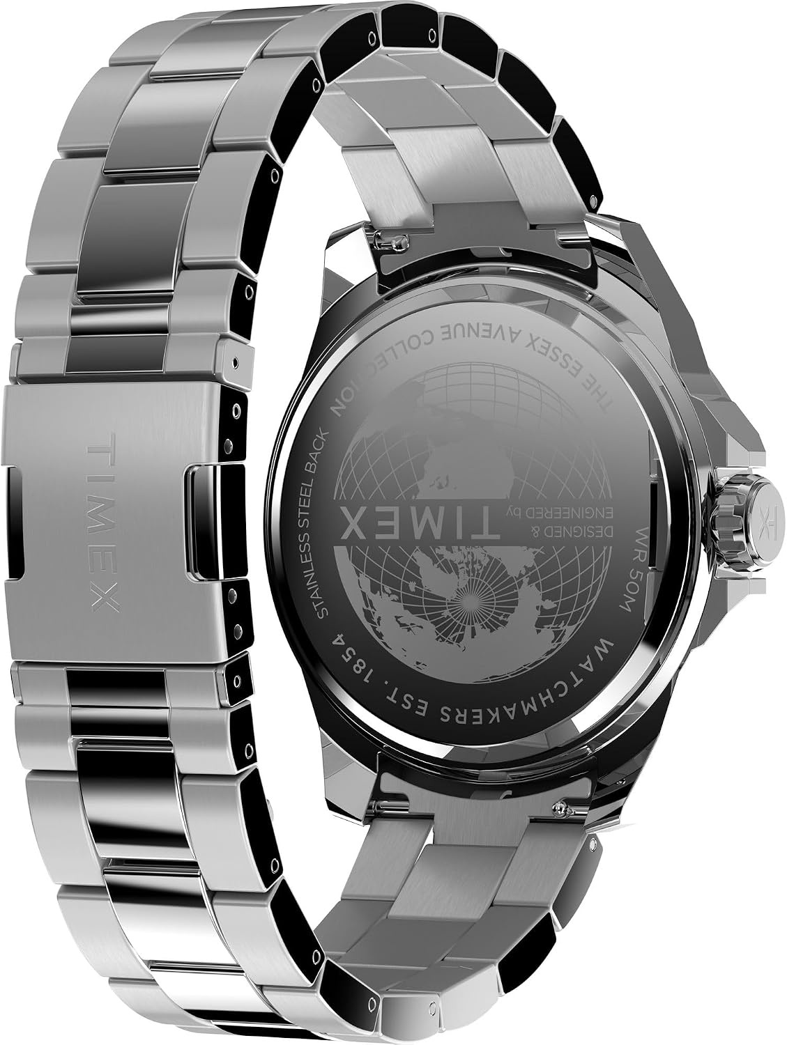 image:imageTimex Mens Essex 46mm WatchStainless SteelSilverToneBlack
