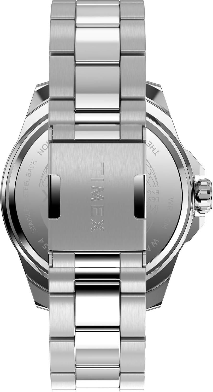 image:imageTimex Mens Essex 46mm WatchStainless SteelSilverToneBlack