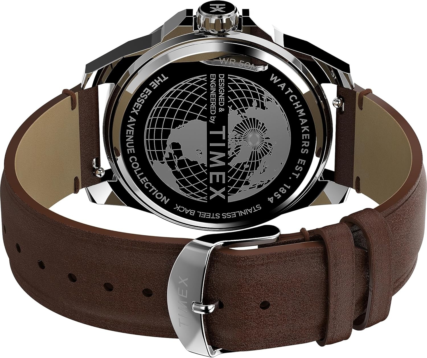 image:imageTimex Mens Essex Avenue DayDate 44mm Quartz WatchBrownGreenSilverTone