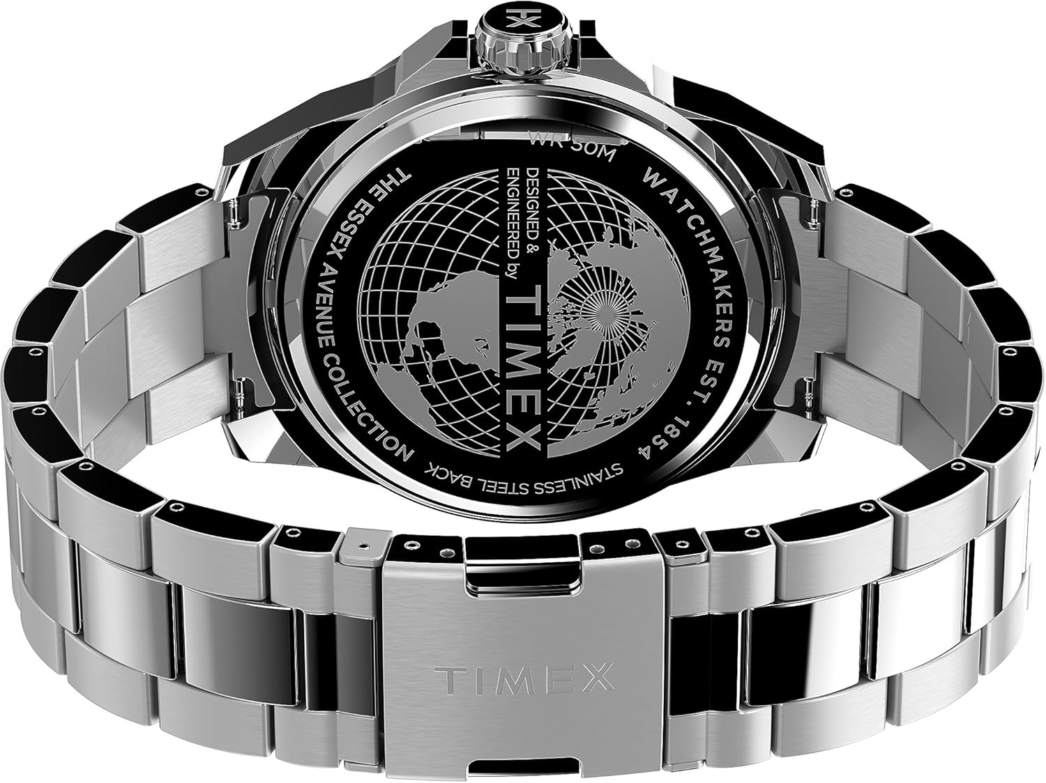 image:imageTimex Mens Essex Avenue DayDate 44mm Quartz WatchStainless SteelGreenSilverTone