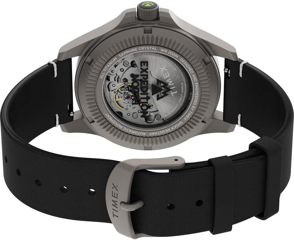 image:imageTimex Mens Expedition North Titanium Automatic 41mm Watch Black Strap Black Dial Titanium Case