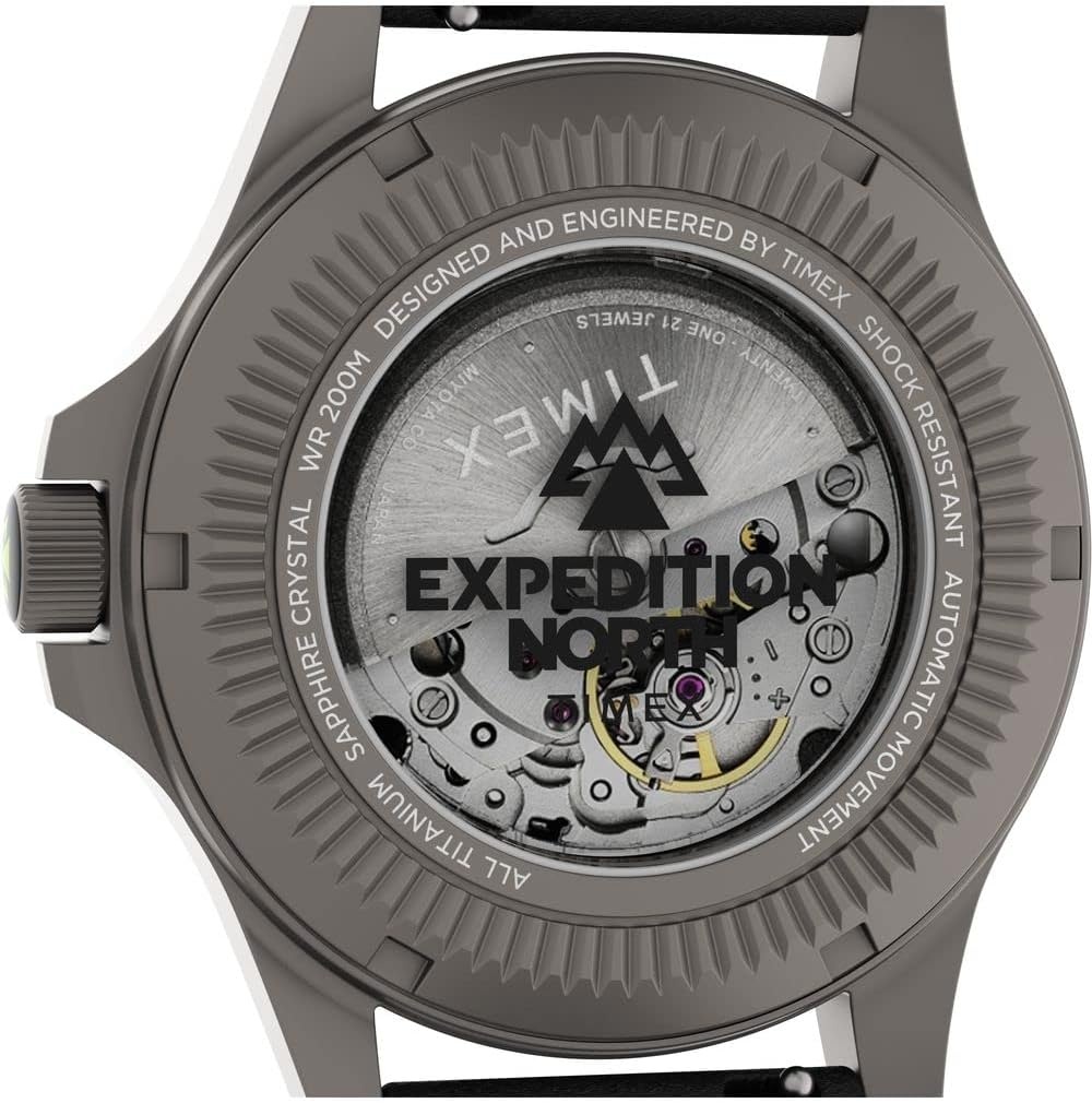 image:imageTimex Mens Expedition North Titanium Automatic 41mm Watch Black Strap Black Dial Titanium Case