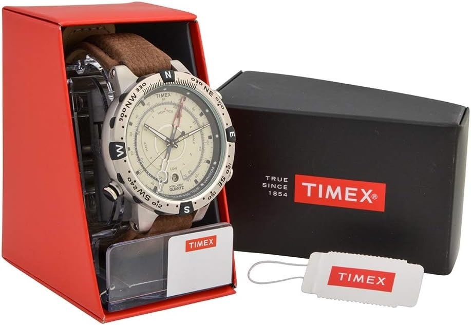 image:imageTimex Mens Intelligent Quartz Tide Temp Compass 45mm WatchBrownNaturalSilver