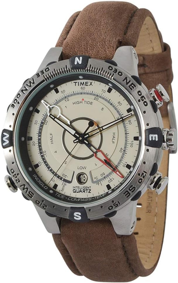 image:imageTimex Mens Intelligent Quartz Tide Temp Compass 45mm WatchBrownNaturalSilver