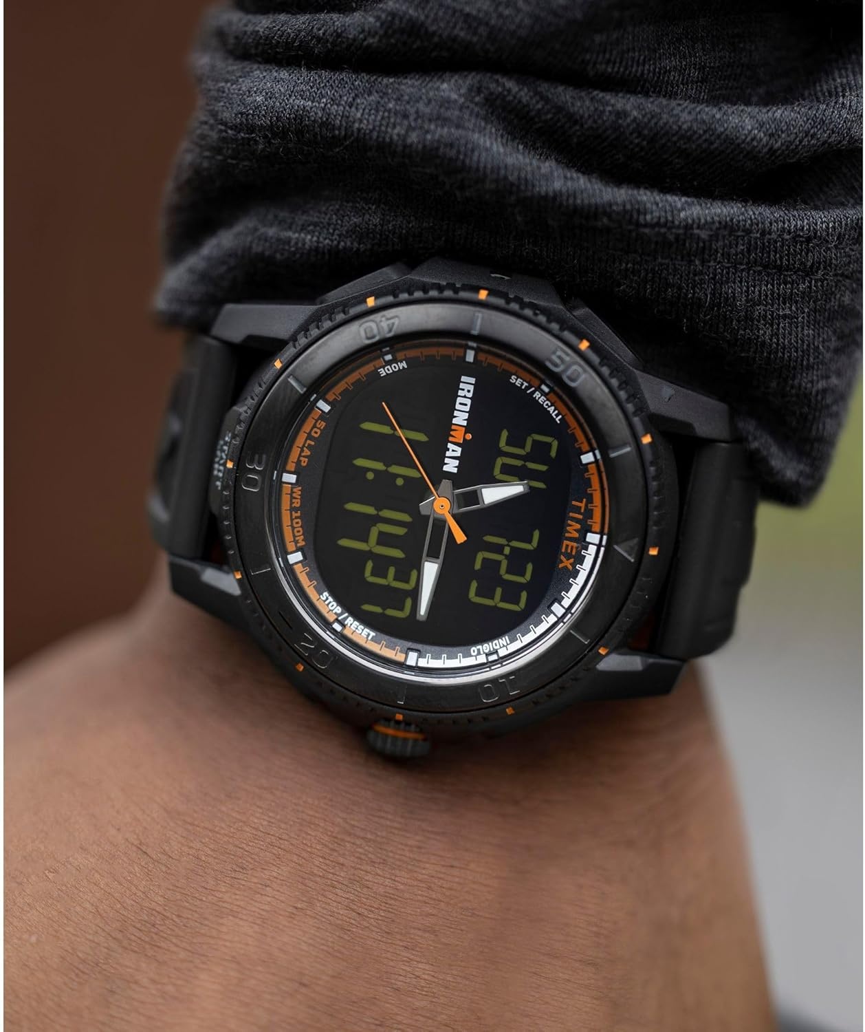 image:imageTimex Mens Ironman Triathlon Adrenaline Anadigi 46mm WatchBlackBlackDigital Neg Display
