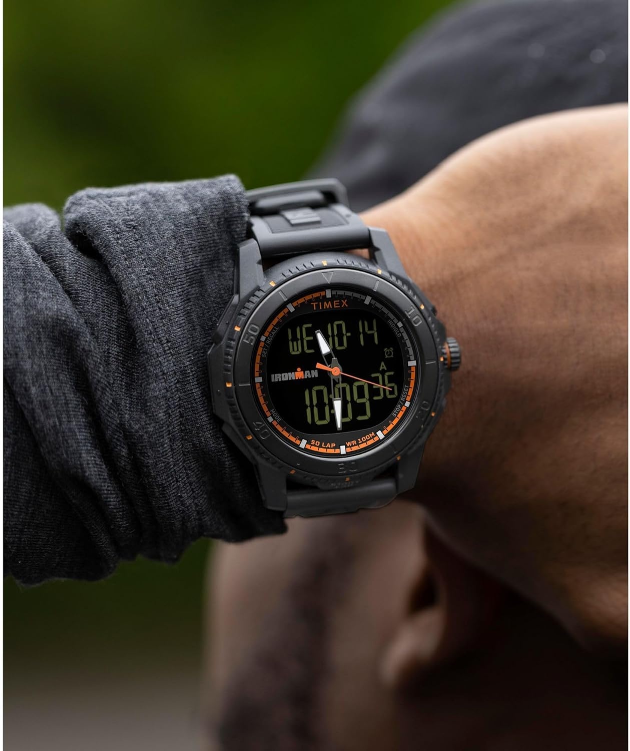 image:imageTimex Mens Ironman Triathlon Adrenaline Anadigi 46mm WatchBlackBlackDigital Neg Display