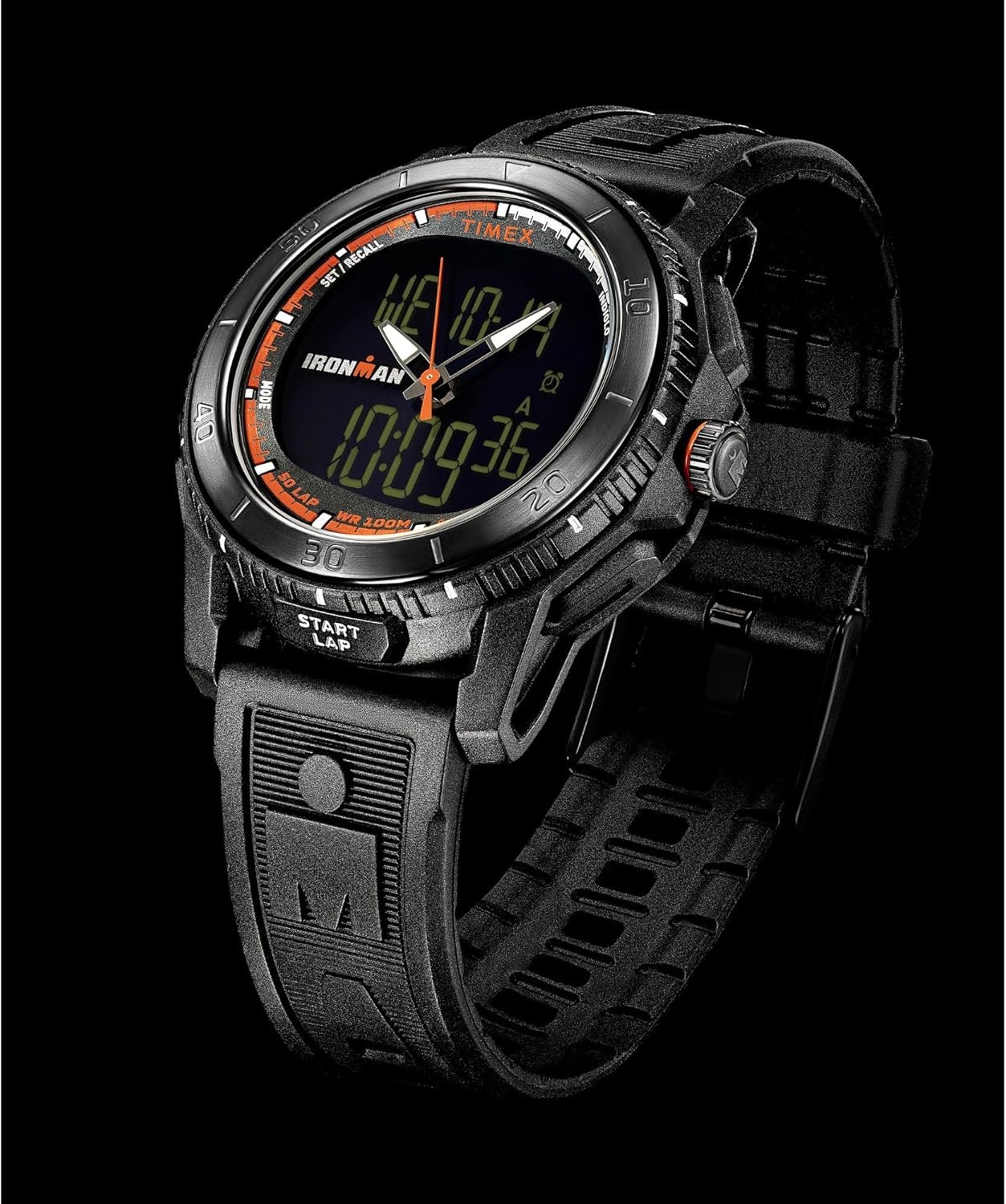 image:imageTimex Mens Ironman Triathlon Adrenaline Anadigi 46mm WatchBlackBlackDigital Neg Display