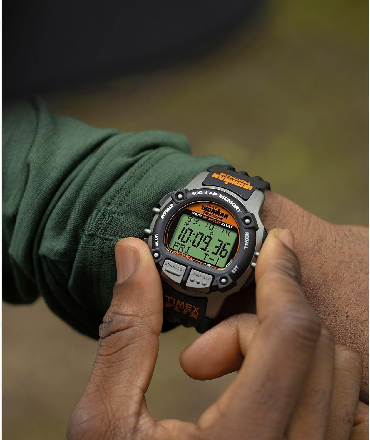 image:imageTimex Mens Ironman Triathlon Flix 100 Lap 42mm WatchBlackBlackDigital