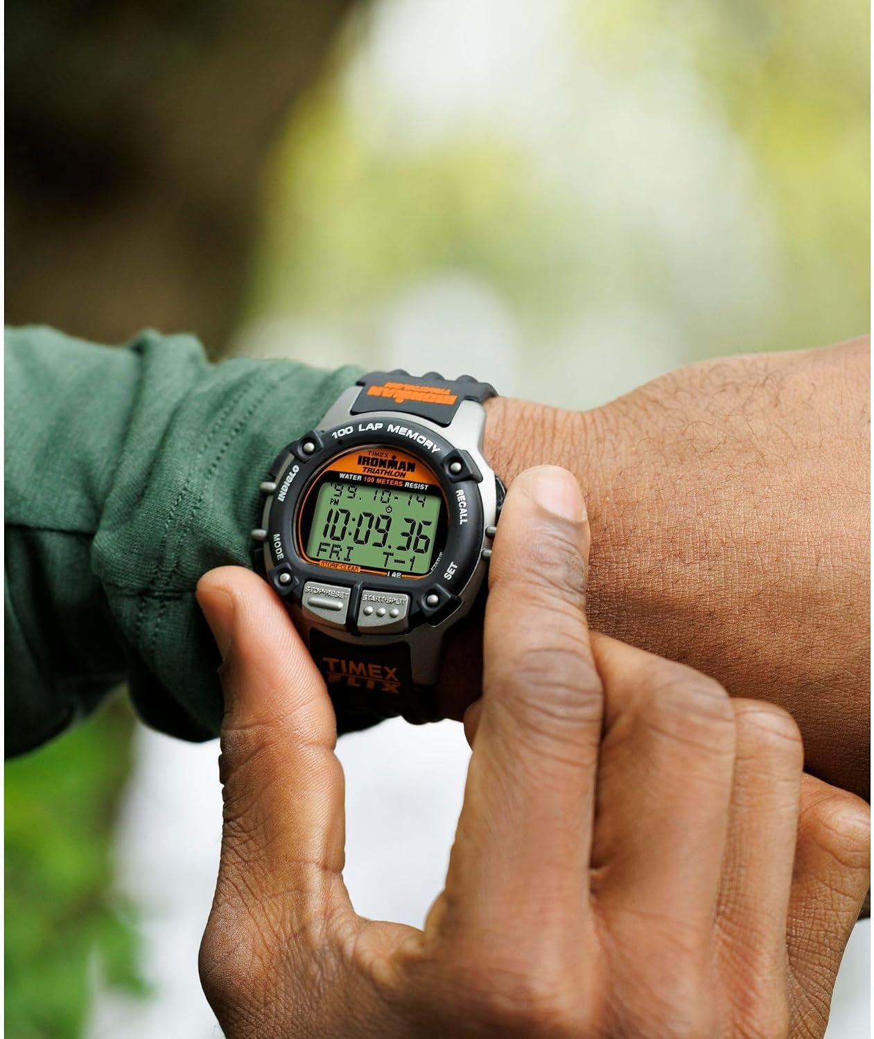 image:imageTimex Mens Ironman Triathlon Flix 100 Lap 42mm WatchBlackBlackDigital