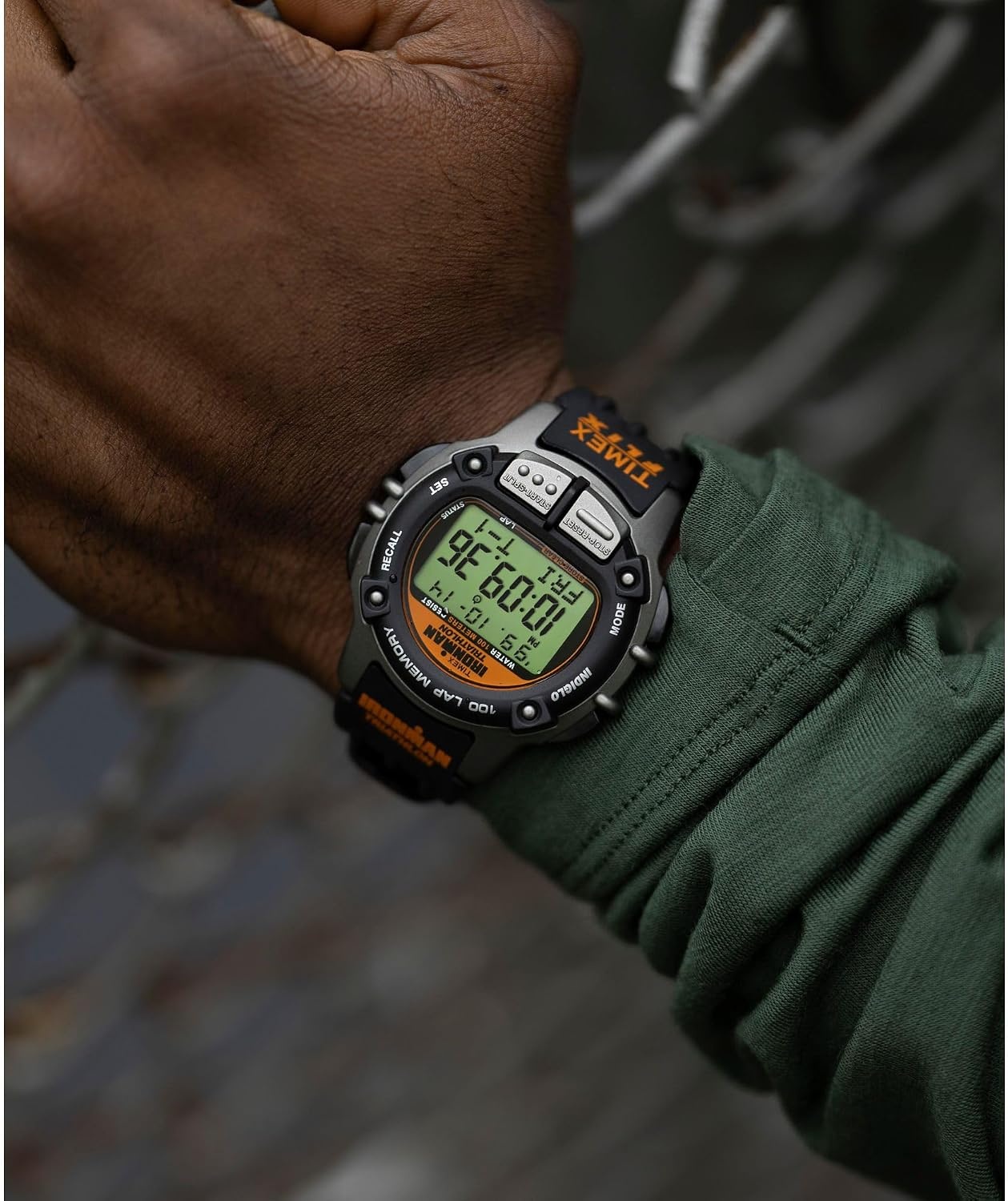 image:imageTimex Mens Ironman Triathlon Flix 100 Lap 42mm WatchBlackBlackDigital
