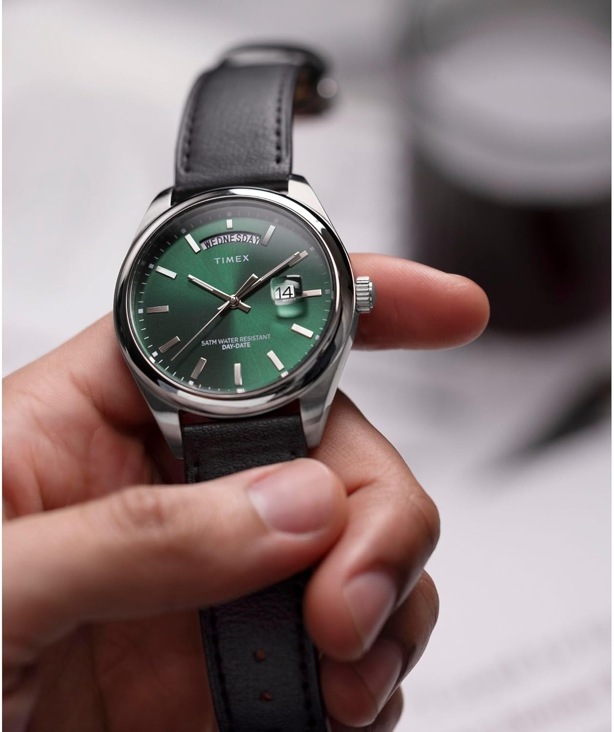 image:imageTimex Mens Legacy 41mm Watch Stainless Steel Bracelet Dial Stainless Steel CaseBlackStainless SteelGreen