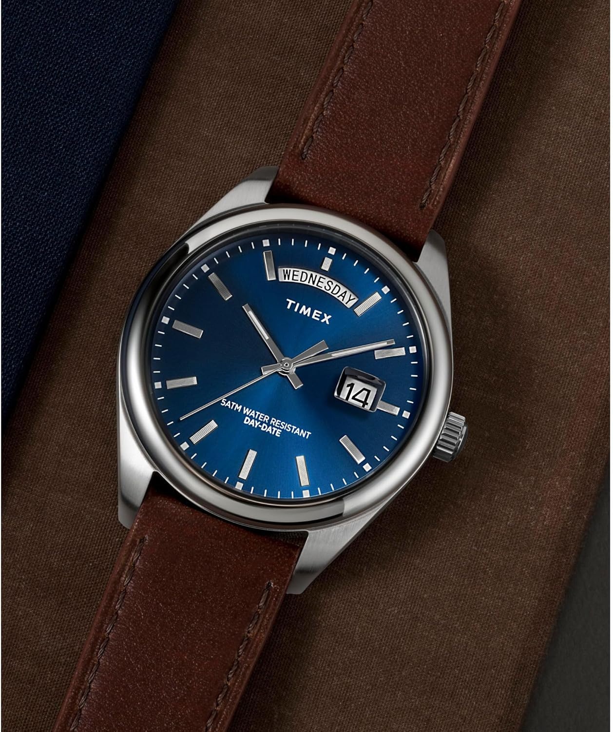 image:imageTimex Mens Legacy 41mm Watch Stainless Steel Bracelet Dial Stainless Steel CaseBrownStainless SteelBlue
