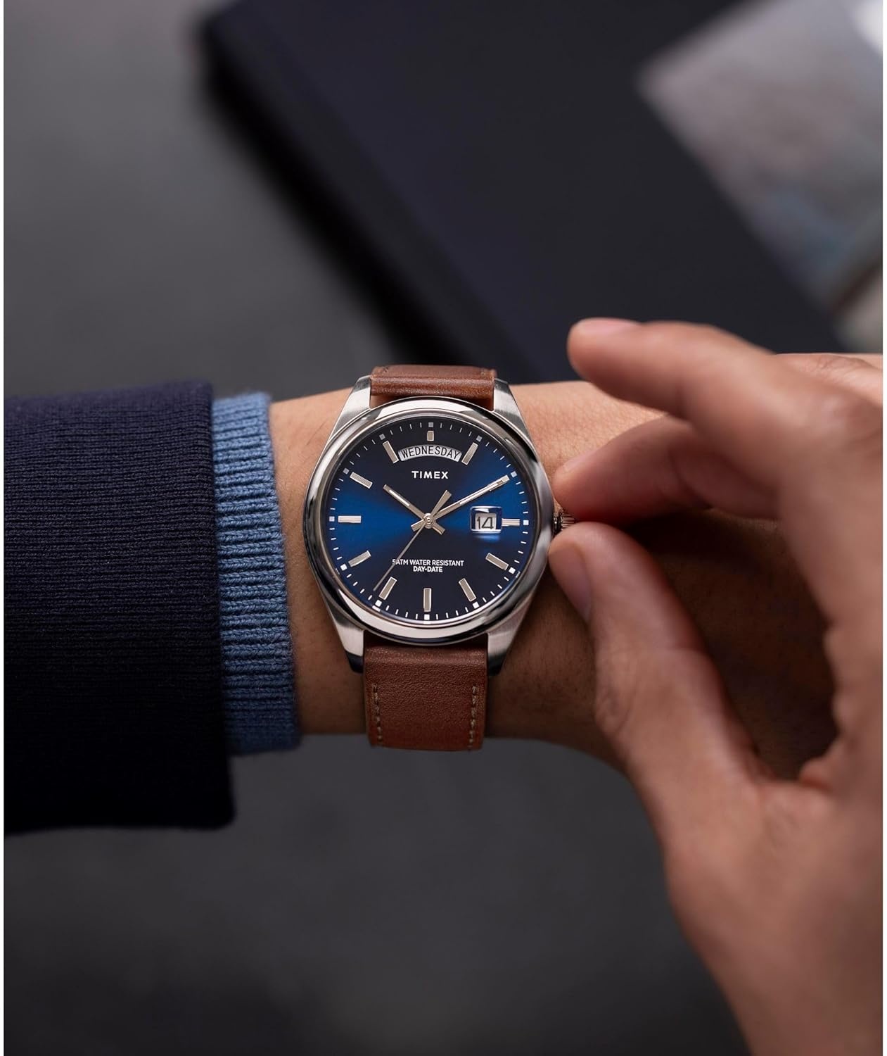 image:imageTimex Mens Legacy 41mm Watch Stainless Steel Bracelet Dial Stainless Steel CaseBrownStainless SteelBlue