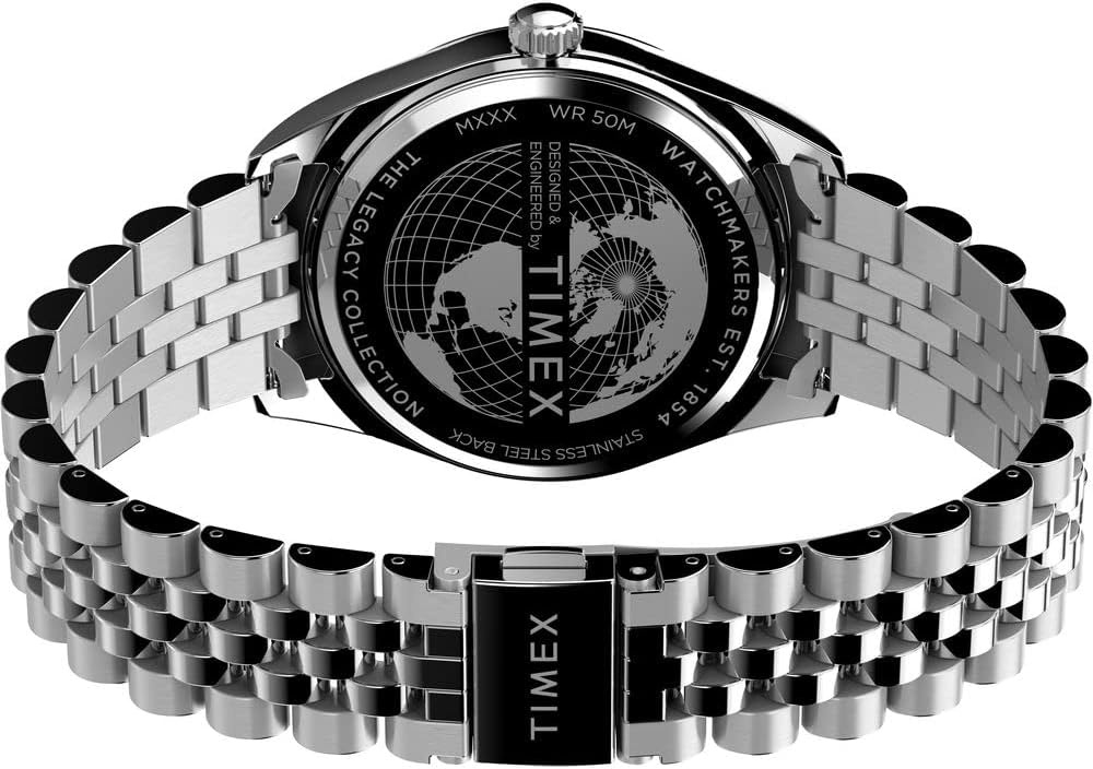 image:imageTimex Mens Legacy 41mm Watch Stainless Steel Bracelet Dial Stainless Steel CaseSilverToneGreen