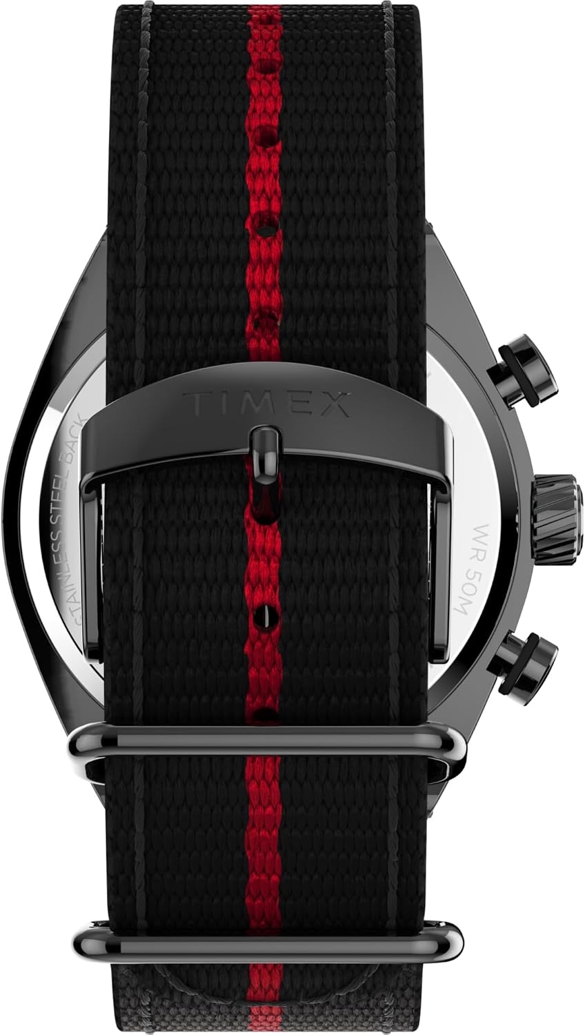 image:imageTimex Mens Legacy Tonneau 42mm Watch Black Strap Black Dial Stainless Steel CaseBlackBlackGunmetal