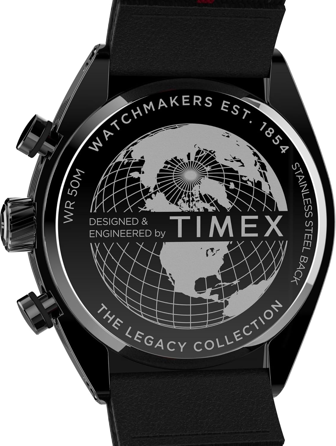 image:imageTimex Mens Legacy Tonneau 42mm Watch Black Strap Black Dial Stainless Steel CaseBlackBlackGunmetal