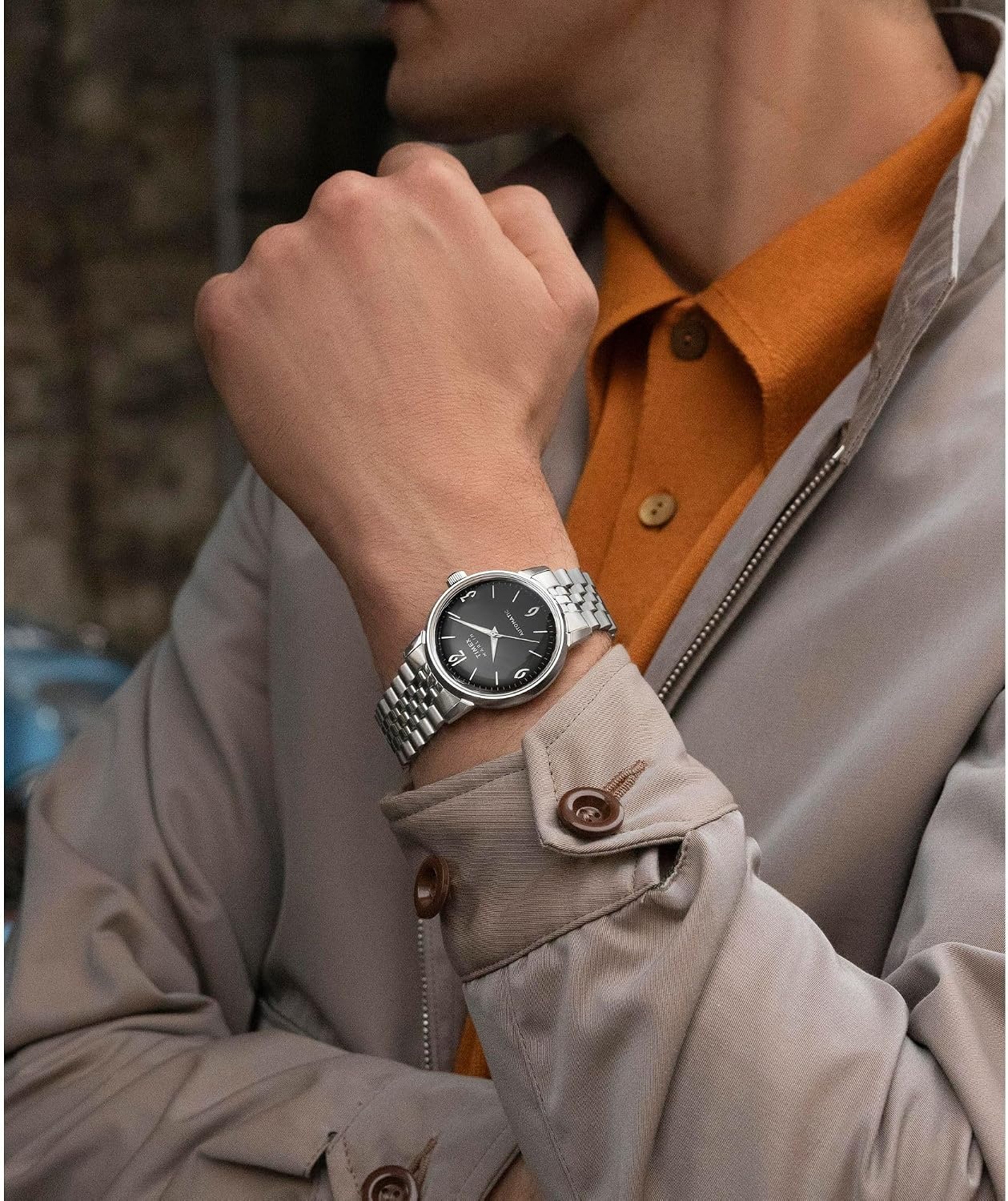 image:imageTimex Mens Marlin 40mm Watch Stainless Steel Link Bracelet Quick Release Black Dial Stainless Steel Case