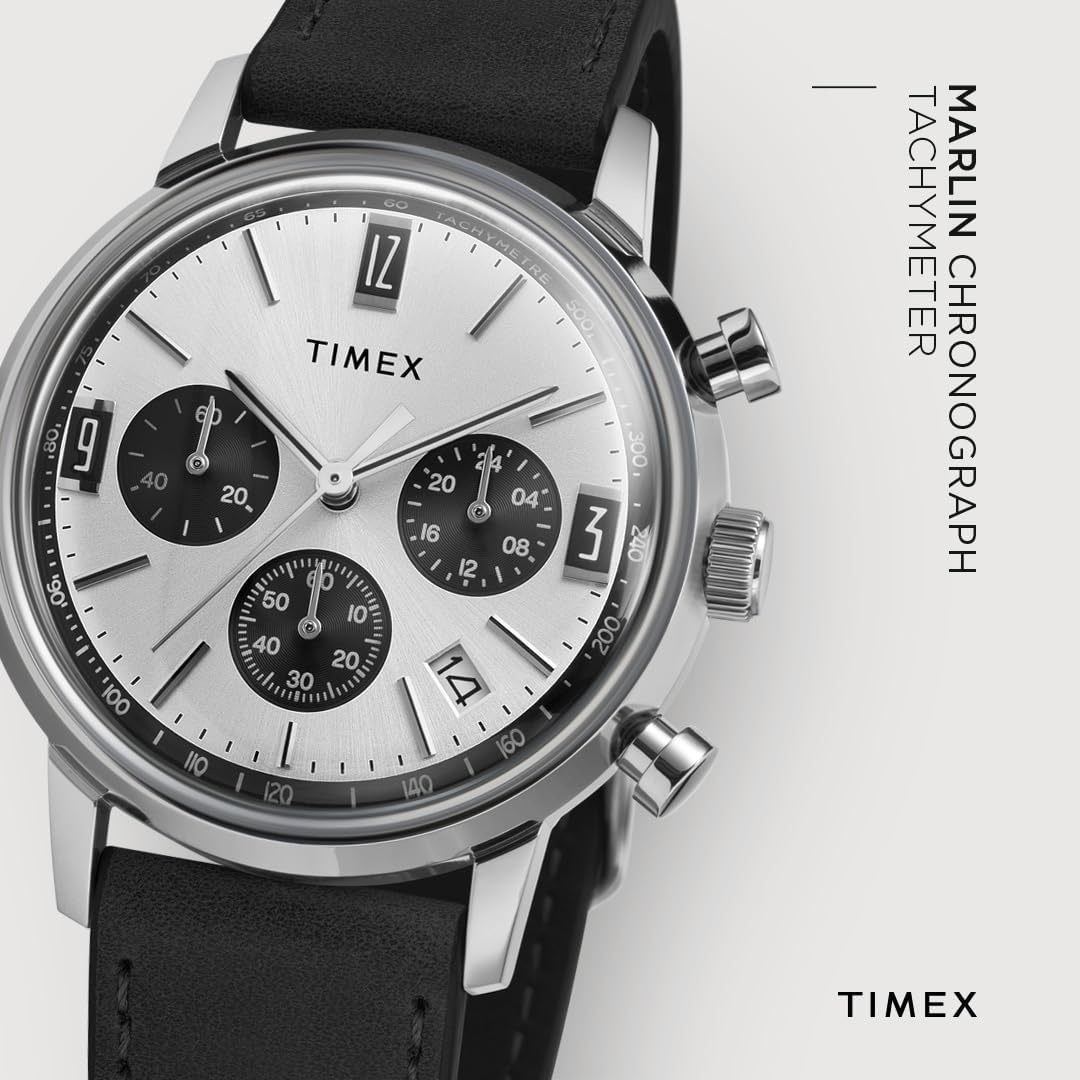 image:imageTimex Mens Marlin 40mm WatchBlackSilverToneStainless Steel