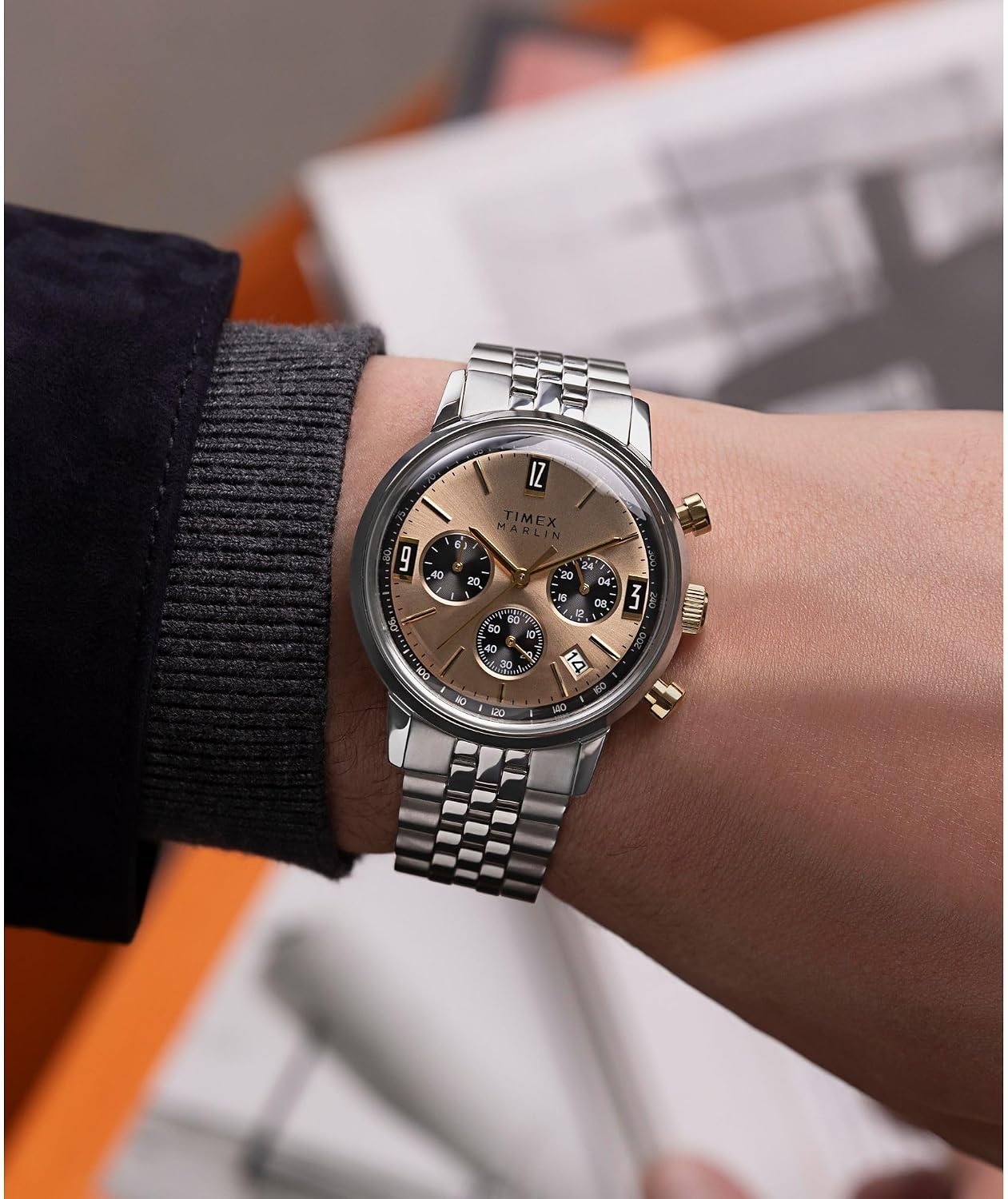 image:imageTimex Mens Marlin 40mm WatchStainless SteelTwoToneChampagne