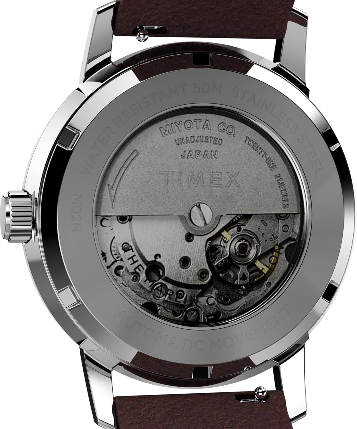 image:imageTimex Mens Marlin Automatic 40mm Watch Brown Strap Pink Dial Stainless Steel Case