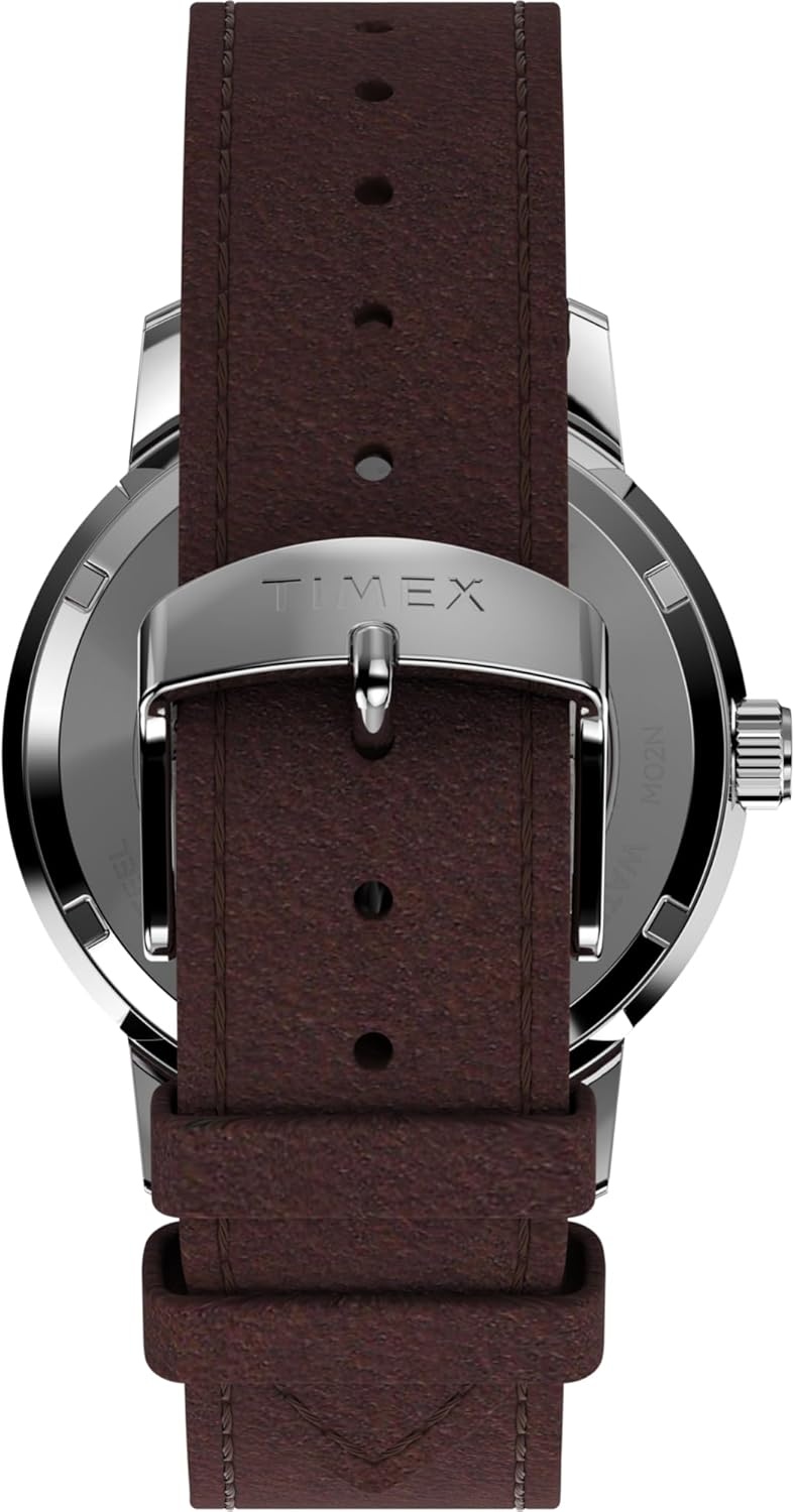 image:imageTimex Mens Marlin Automatic 40mm Watch Brown Strap Pink Dial Stainless Steel Case