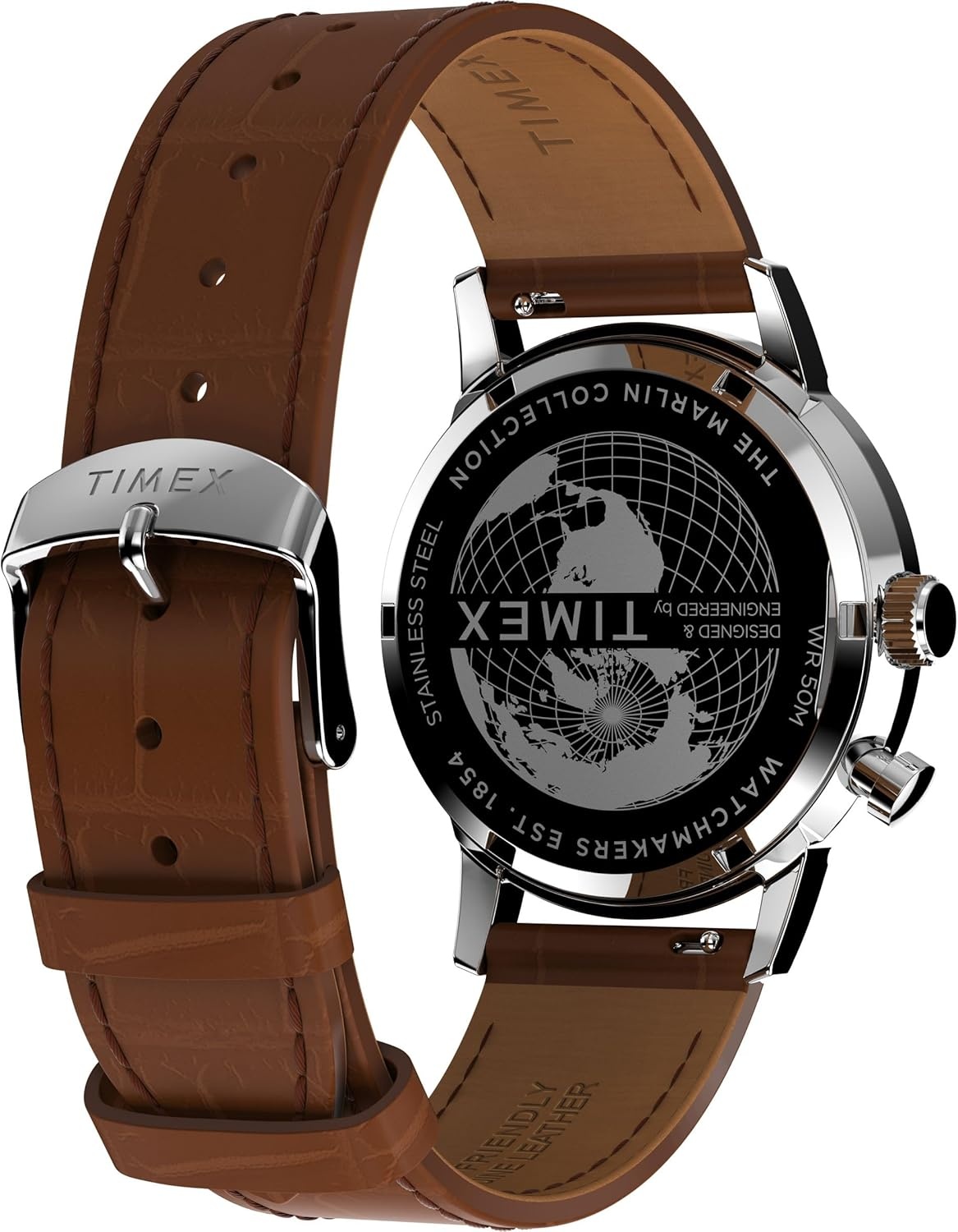 image:imageTimex Mens Marlin Jet 40mm Watch Brown Two Piece Quick Release Brown Dial Stainless Steel CaseBrownStainless SteelGreen