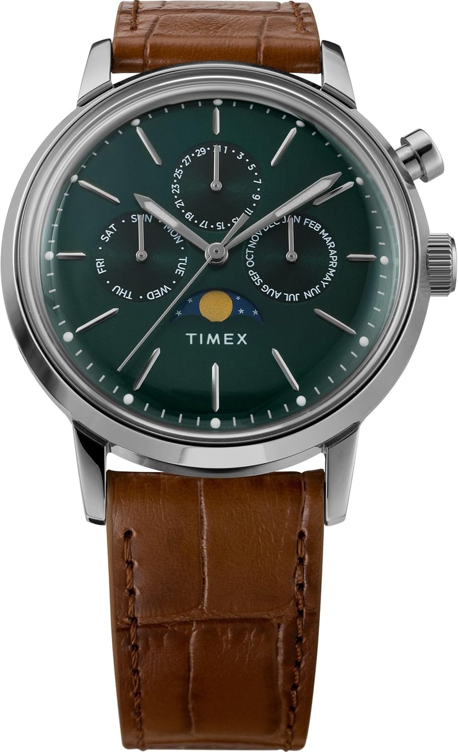 image:imageTimex Mens Marlin Jet 40mm Watch Brown Two Piece Quick Release Brown Dial Stainless Steel CaseBrownStainless SteelGreen