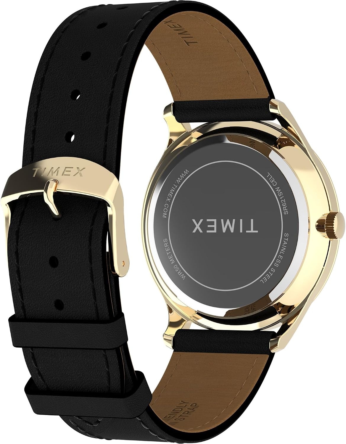 image:imageTimex Mens Modern Easy Reader 40mm Watch Black Strap White Dial SilverTone CaseBlackGoldToneWhite
