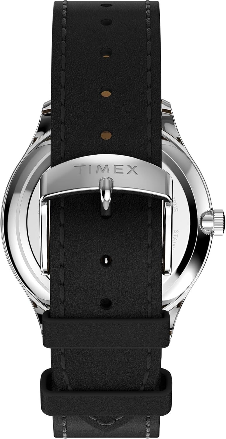 image:imageTimex Mens Modern Easy Reader 40mm Watch Black Strap White Dial SilverTone CaseBlackSilverToneWhite