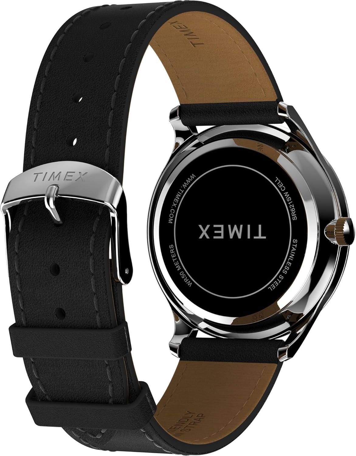 image:imageTimex Mens Modern Easy Reader 40mm Watch Black Strap White Dial SilverTone CaseBlackSilverToneWhite