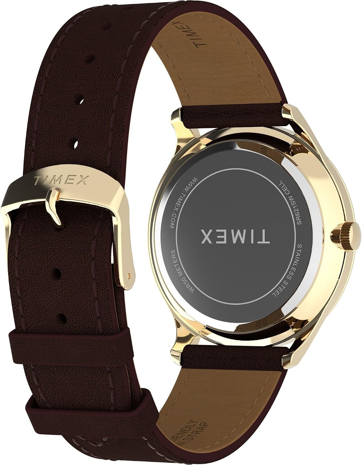 image:imageTimex Mens Modern Easy Reader 40mm Watch Black Strap White Dial SilverTone CaseBrownGoldToneCream