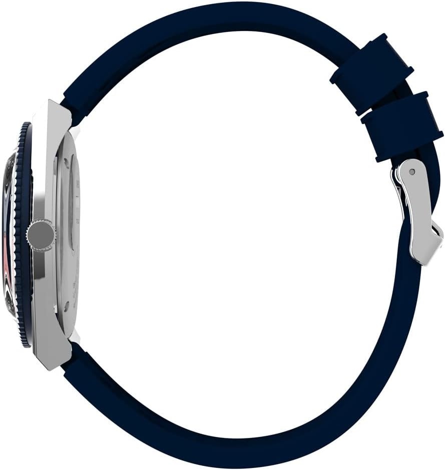 image:imageTimex Mens Q 38mm Watch Blue Dial Stainless Steel Case Blue Rubber Strap