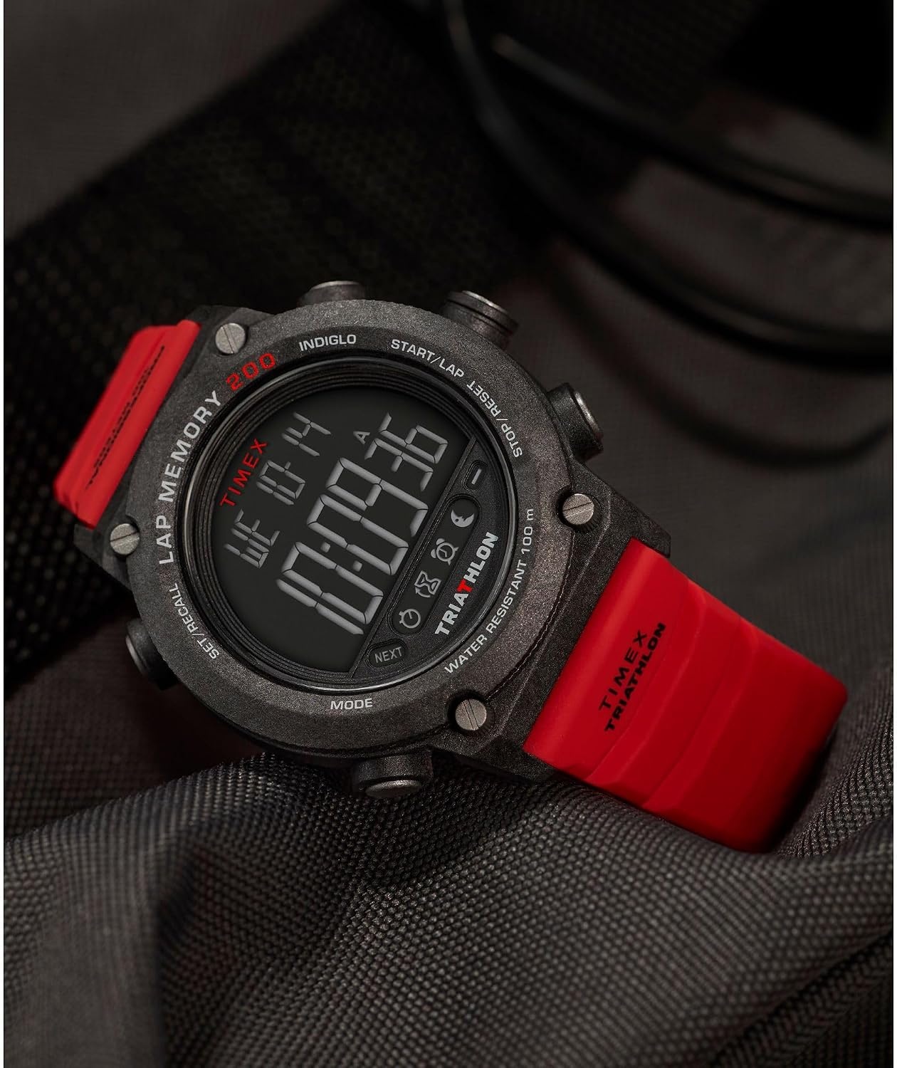 image:imageTimex Mens Triathlon 44mm WatchBlackRedDigital