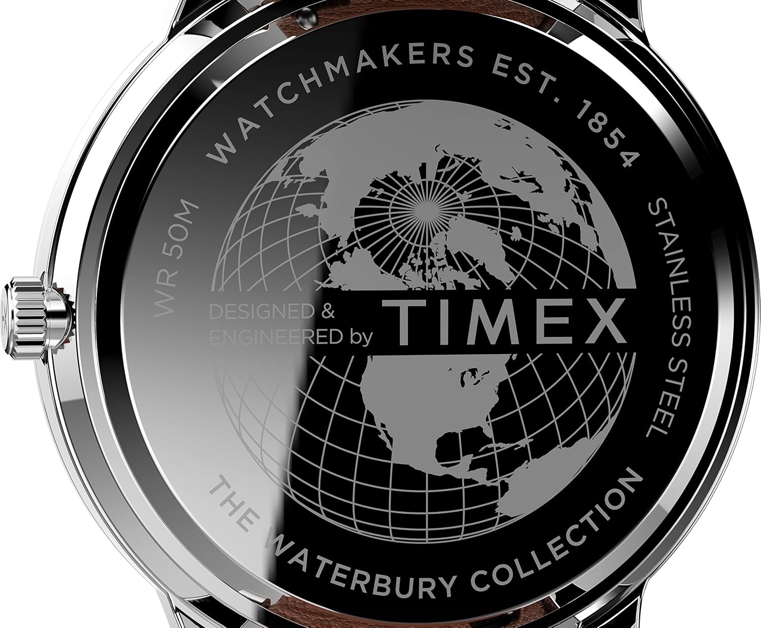image:imageTimex Mens Waterbury Classic DayDate 40mm Watch SilverTone Case White Dial with Caramel Genuine Leather Strap