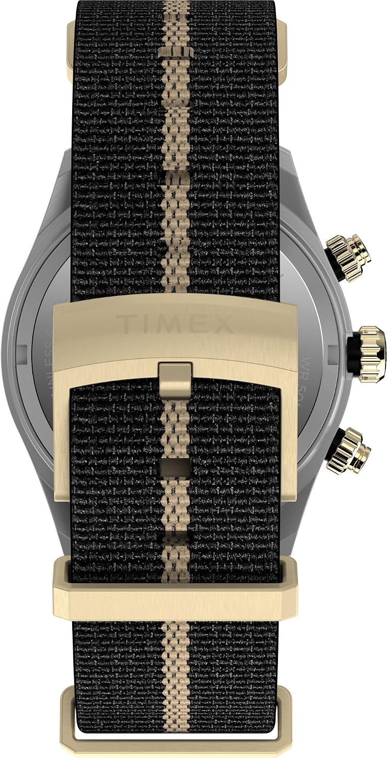 image:imageTimex Mens Waterbury Heritage 39mm WatchBlackStainless SteelBlackGoldTone