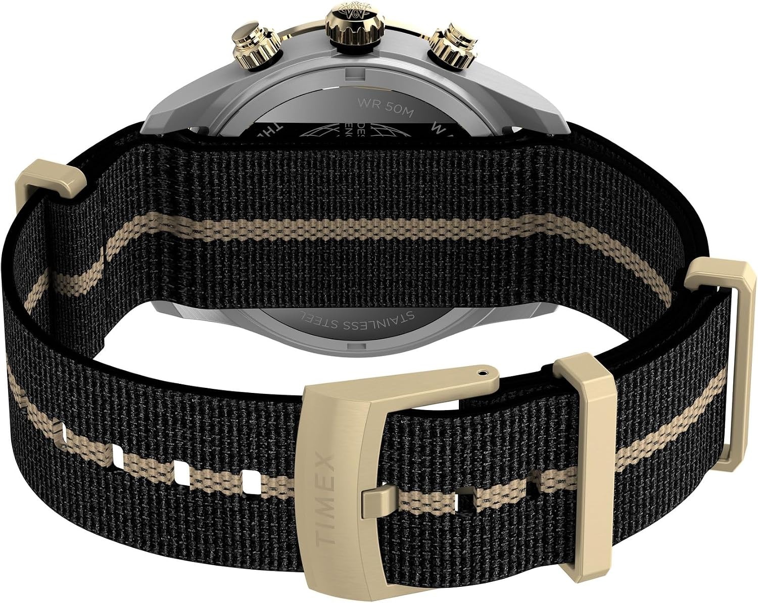 image:imageTimex Mens Waterbury Heritage 39mm WatchBlackStainless SteelBlackGoldTone