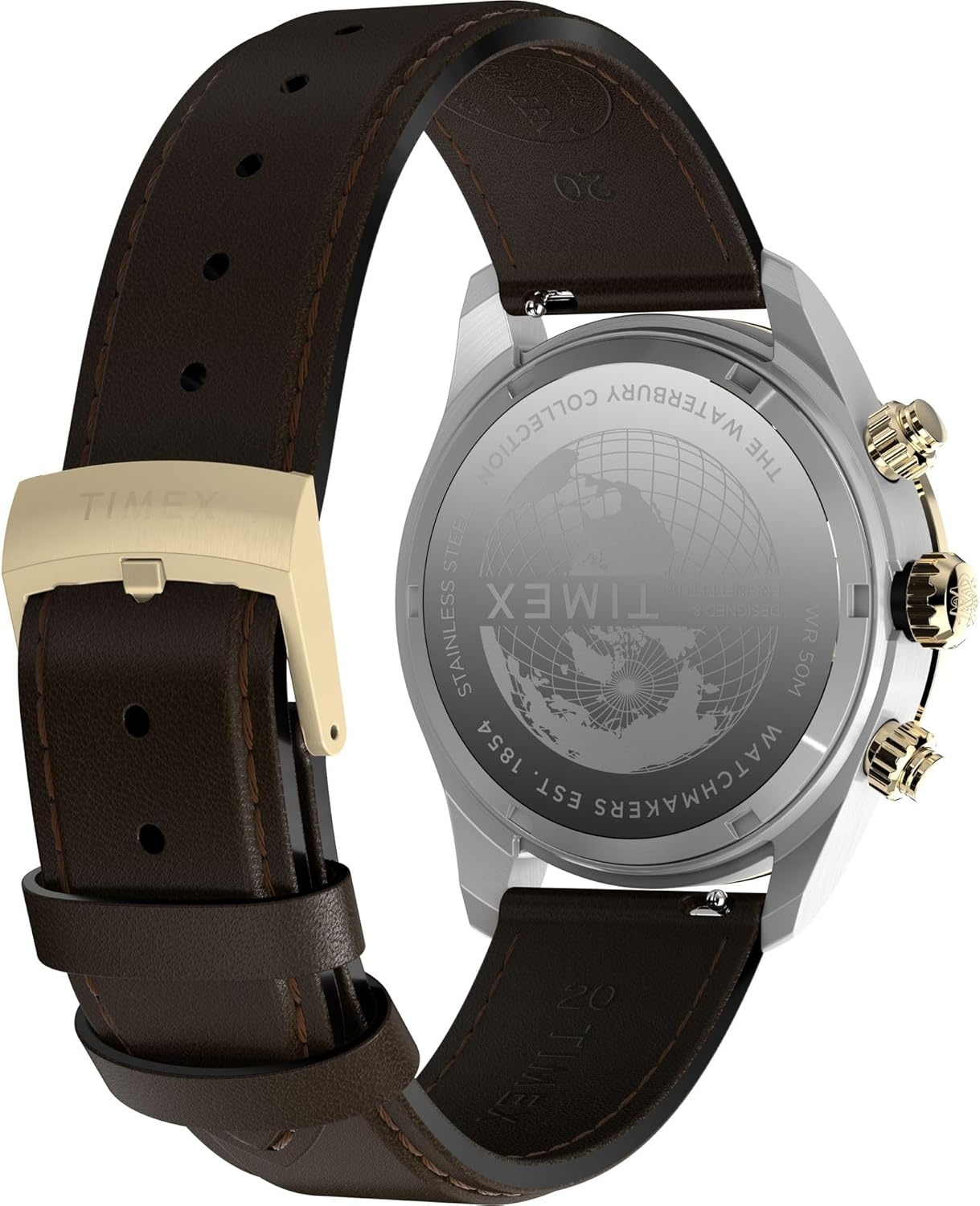 image:imageTimex Mens Waterbury Heritage 39mm WatchBrownStainless SteelBlack