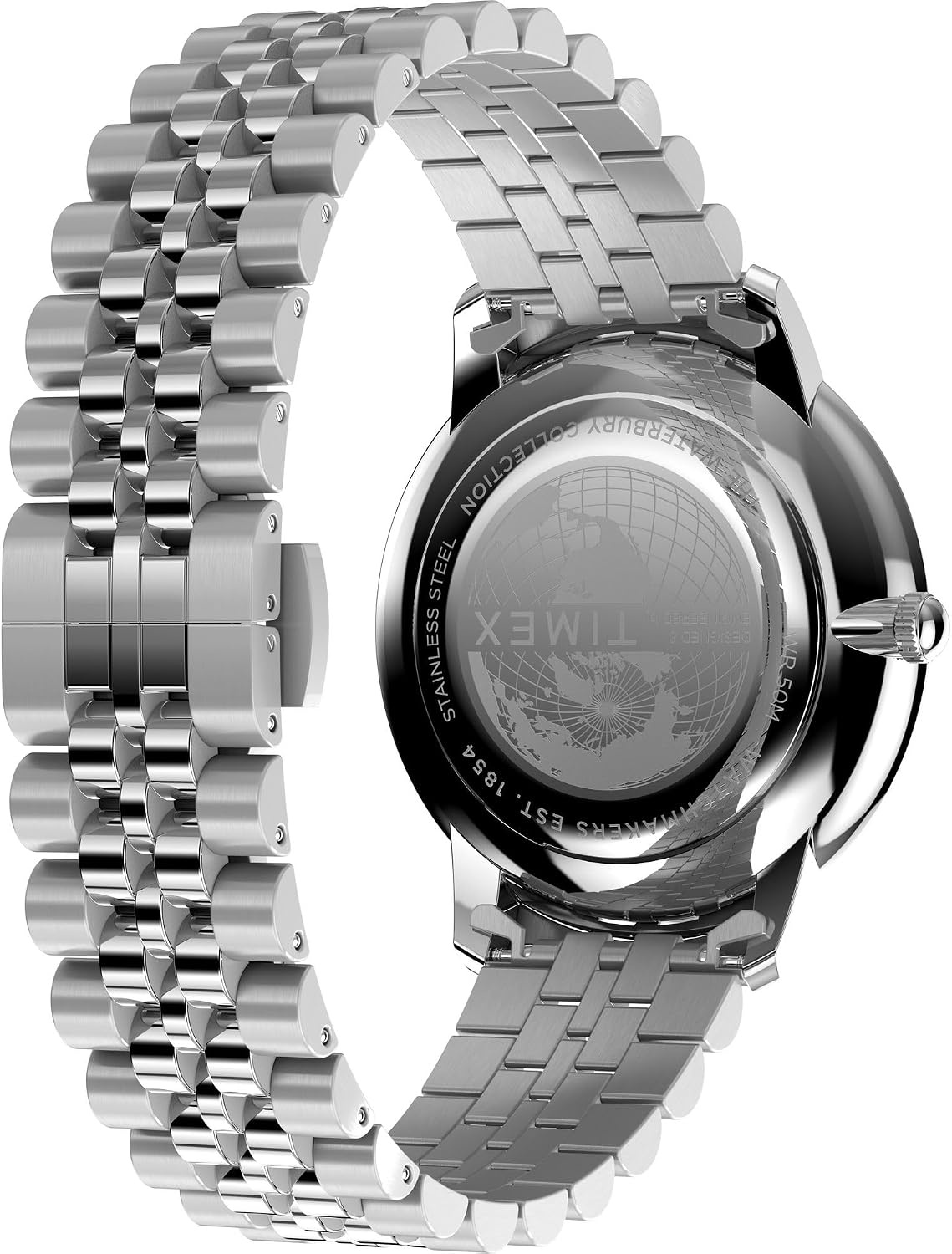 image:imageTimex Mens Waterbury Metropolitan 39mm Watch Stainless Steel Bracelet Black Dial Stainless Steel Case