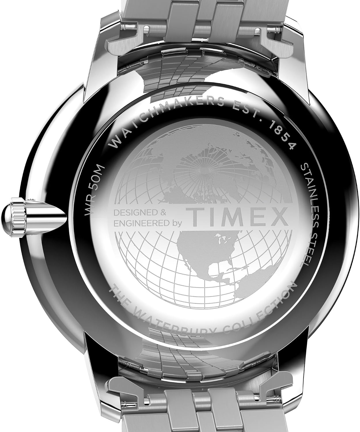 image:imageTimex Mens Waterbury Metropolitan 39mm Watch Stainless Steel Bracelet Black Dial Stainless Steel Case