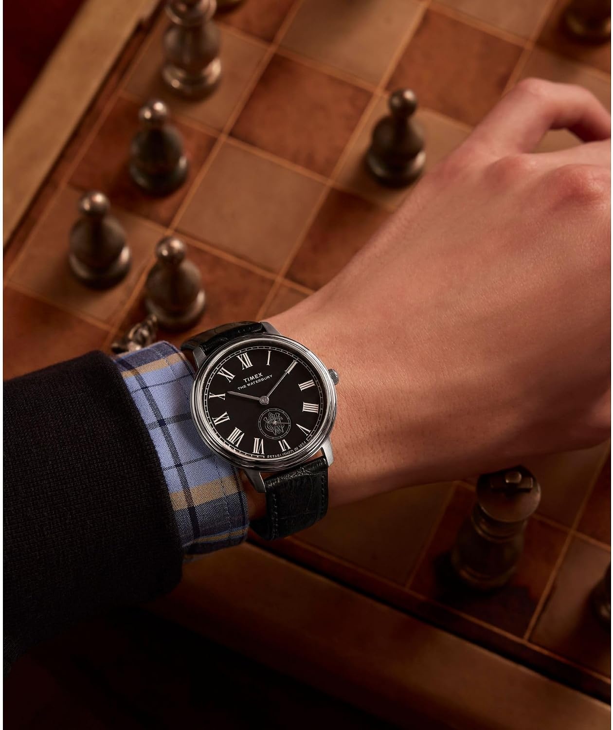 image:imageTimex Mens Waterbury Metropolitan 39mm WatchBlackStainless SteelBlack