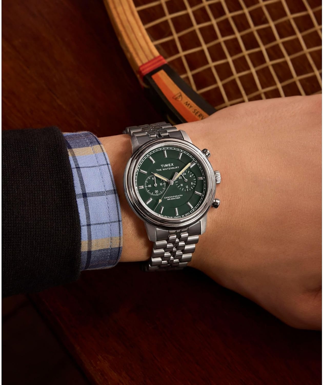 image:imageTimex Mens Waterbury Metropolitan 41mm WatchStainless SteelStainless SteelGreen