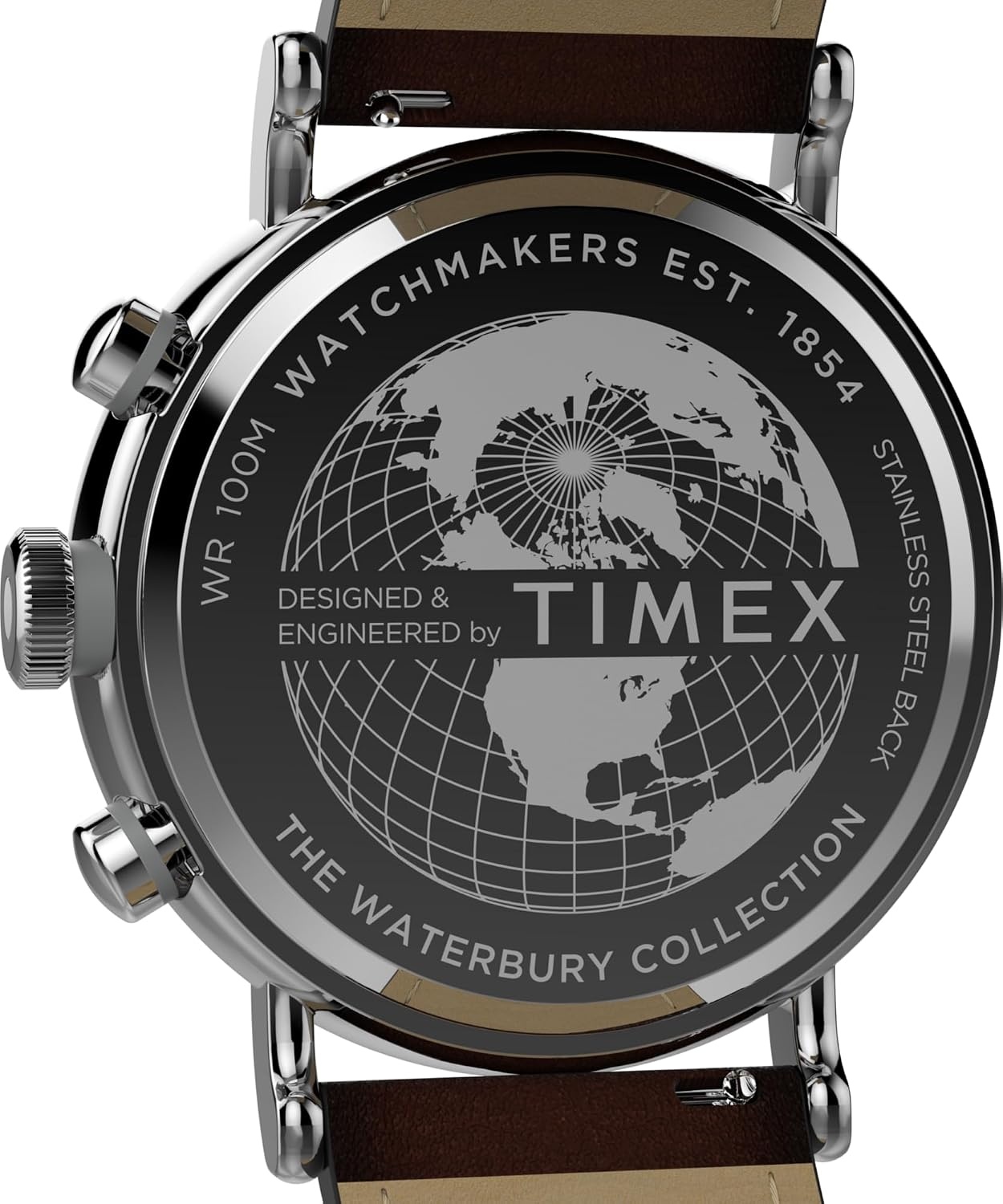 image:imageTimex Mens Waterbury Standard 43mm Watch Brown Strap Rose GoldTone Dial SilverTone CaseBrownRose GoldToneSilverTone