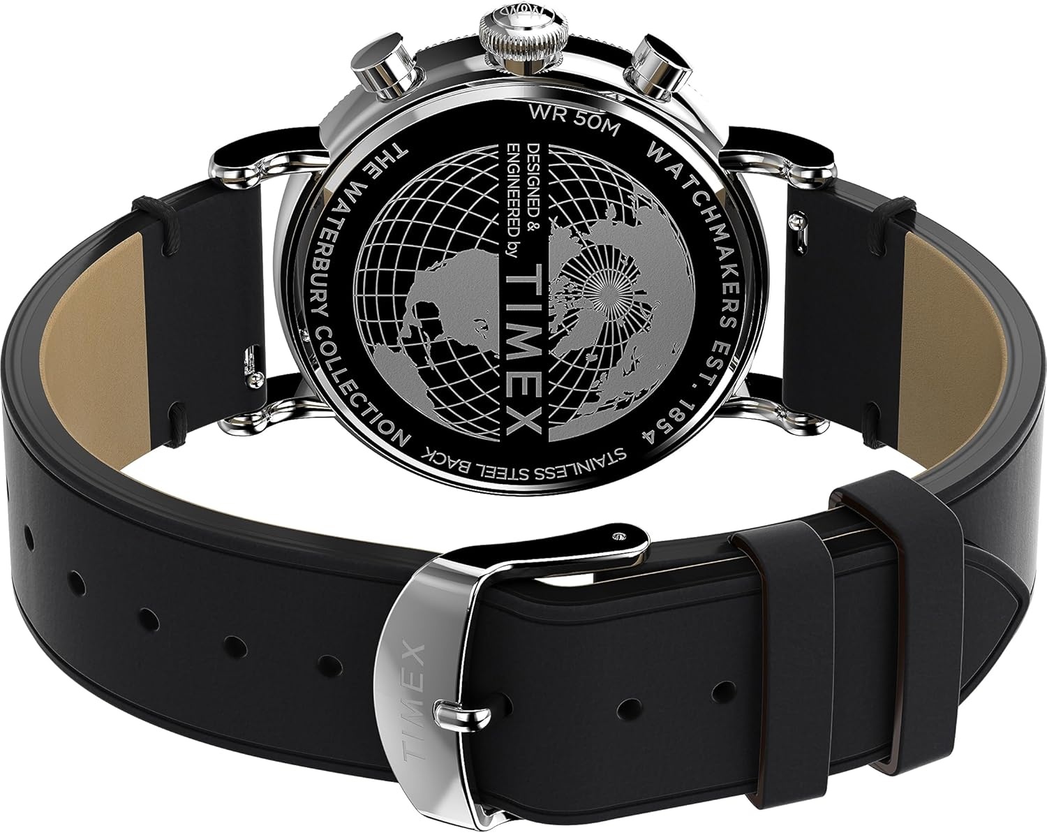 image:imageTimex Mens Waterbury Traditional 40mm WatchBlackBlackSilverToneChrono