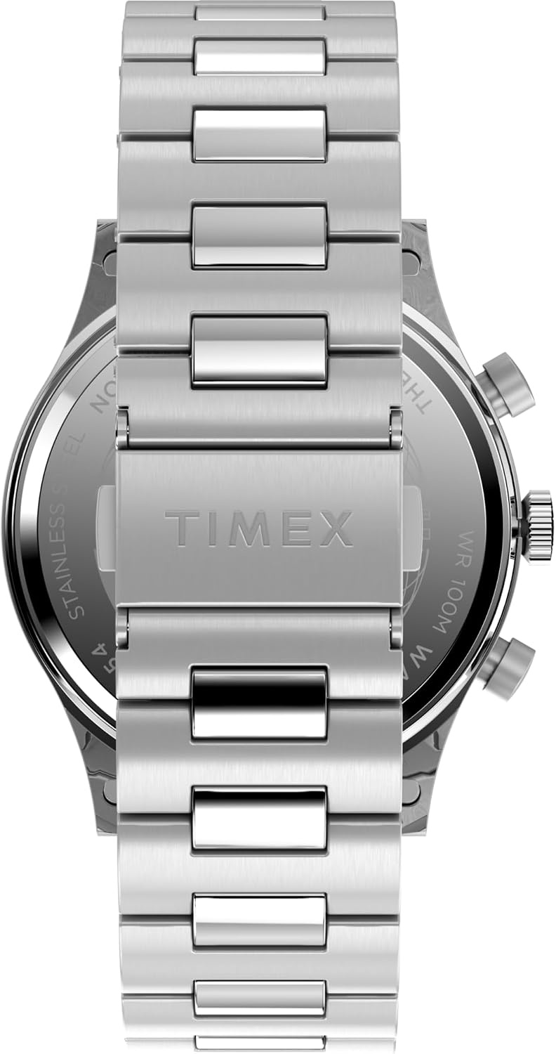 image:imageTimex Mens Waterbury Traditional 42mm Watch Black Strap SilverTone Dial Stainless Steel CaseStainless SteelBlueStainless Steel