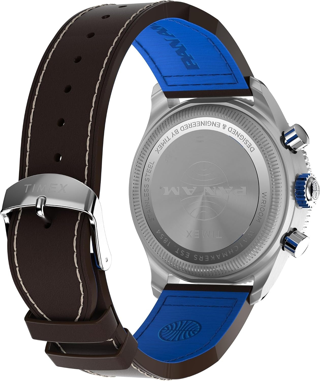 image:imageTimex Mens X Pan Am Chronograph WatchBrownStainless SteelBlue