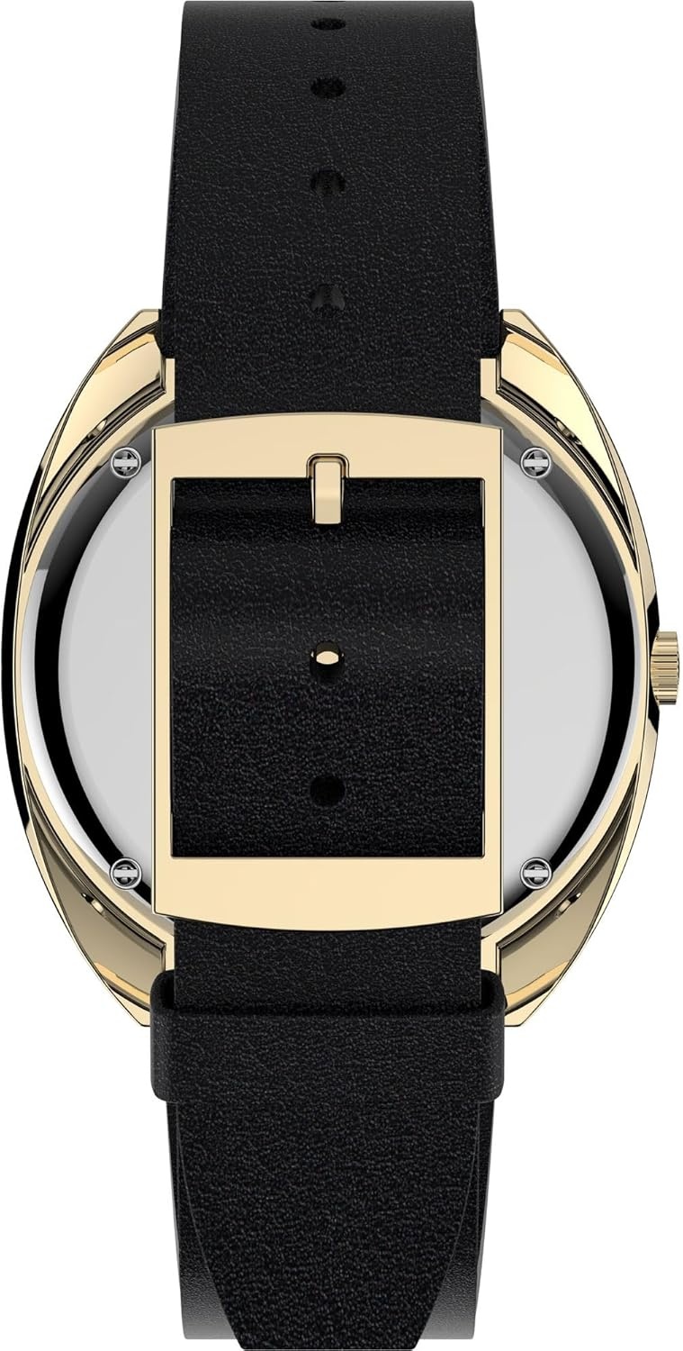 image:imageTimex Q Mens 1972 Reissue 43mm Watch GoldTone Case Burgundy Dial with Black Leather Strap