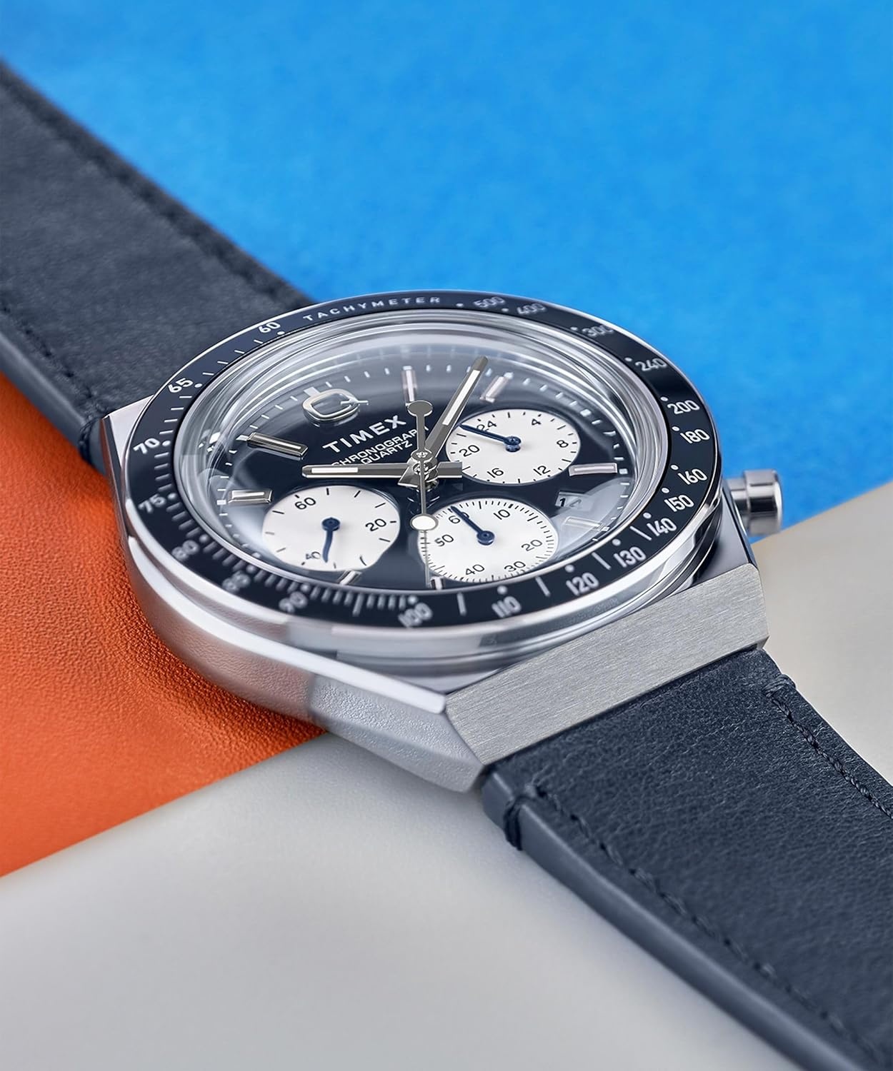 image:imageTimex Q Mens 40mm WatchBlackBlueStainless Steel