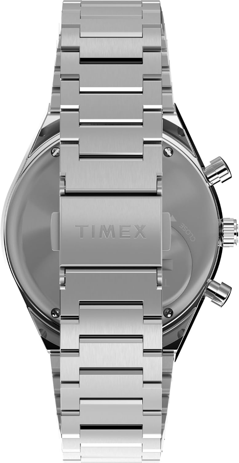 image:imageTimex Q Mens 40mm WatchStainless SteelWhiteStainless SteelBlack