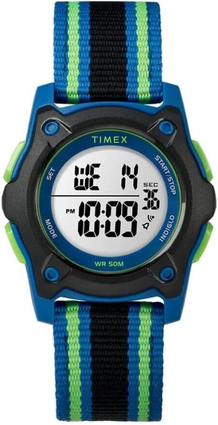image:imageTimex TIME Machines 29mm Elastic Fabric Kids WatchBlueBlackGreen